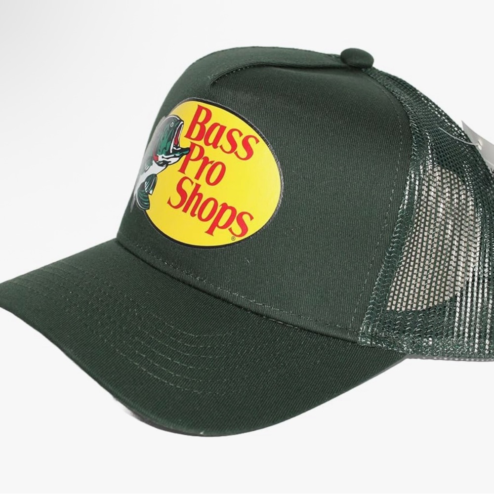 Bass Pro Shops DARK Green Mesh Trucker Hat with Logo